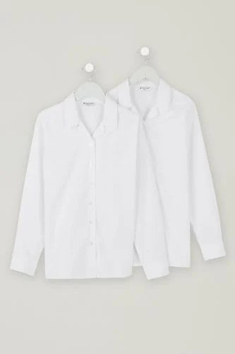 Trutex - Long Sleeve Rever Collar Blouses – White